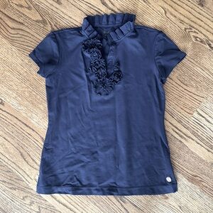 Lilly Pulitzer Navy Blue Luxletic Floral Embroidered Top Size XS